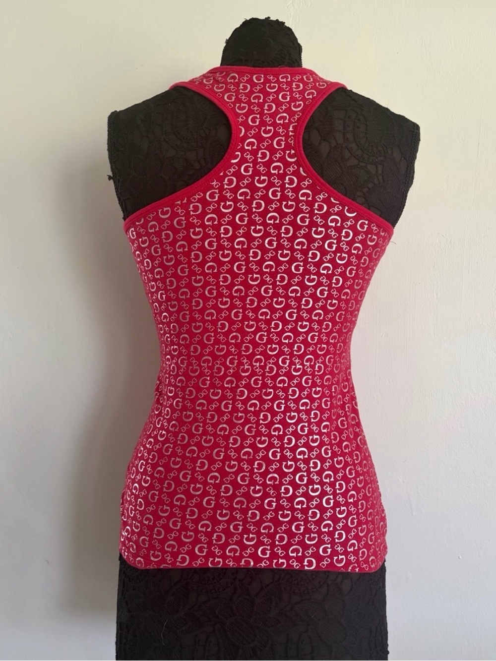 GUESS Pink Logo-Print Racerback Tank - Picture 2 of 4